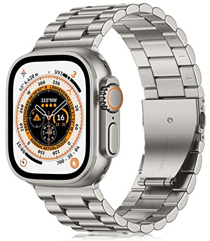Netolo 24mm Breite Metall Armbänder Kompatibel mit Apple Watch Ultra 2 Armband 49mm, Farblich Abgestimmtes Edelstahl Ersatz band Kompatibel mit Apple Watch Ultra 3 Armband 49mm Ultra Titan