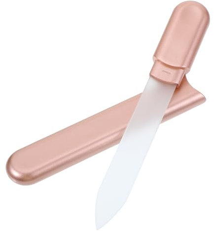 Glasnagelfeile Glas Nagelfeile mit Etui Kristall Nagelfeilen Roségold Nail File Transparente Glasnagelfeile Doppelseitig Geätzt Nagelfeilen Dicke Glas Fingernagelfeile für Nagelpflege