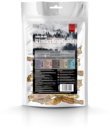 George & Bobs Rinderkopfhaut 1000g – 100% Rind, extra Harter Naturkauartikel für Hunde – getreidefrei, ohne Zusätze, Lange Beschäftigung & natürliche Zahnpflege