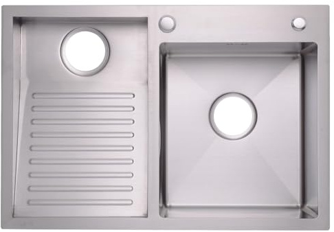 KOOGIMDDR Wäsche-Wanne-Balkon-Haushalts-Edelstahl, Waschbecken Mit Waschbecken Einfach Zu Reinigen Doppelwaschbecken Wäsche-Pool (Color : Left, S : 60x48cm)