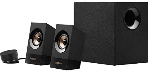 Logitech Z533 2.1 Lautsprecher-System mit Subwoofer, 120 Watt Spitzenleistung, 3,5 mm Eingang, Kopfhörerbuchse, Multi-Device, Bedienelemente am Steuergerät, UK Stecker, PC/TV/Tablet - Schwarz