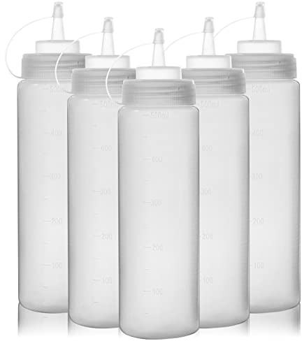 Happybase 16oz Squeeze Flasche, 5 Stück 500ml Plastik Quetschflasche Mit Kappen, Condiment saucenflasche für Ketchup, Grill, Saucen, Sirup, Dressings
