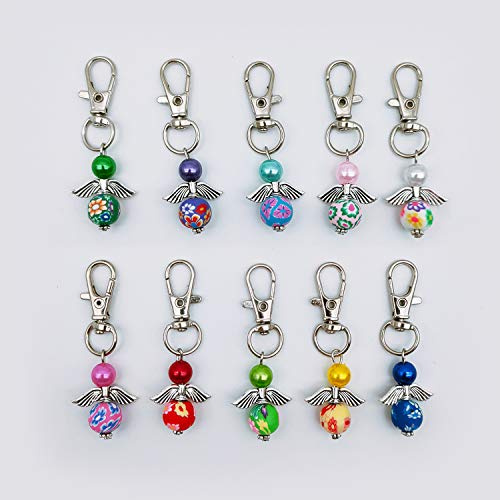30 Stück Schutzengel Schlüsselanhänger Engel Charme Perlenengel Anhänger für DIY Hochzeit Schmuck Halskette Basteln