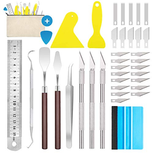 38 Stück Plotter Zubehör Vinyl Jäten Werkzeuge DIY Bastelwerkzeug, Bastelmesser Cuttermesser Skalpell Carving Craft Messer, Cameos, Beschriftung
