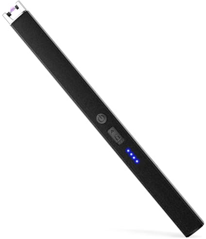 VEHHE Lichtbogen Feuerzeug USB-C, Langes Stabfeuerzeug Elektrisch Schwarz | USB-C aufladbar – bequem im Alltag | Langer Griff – mehr Abstand beim Anzünden | Windfest & flammenlos