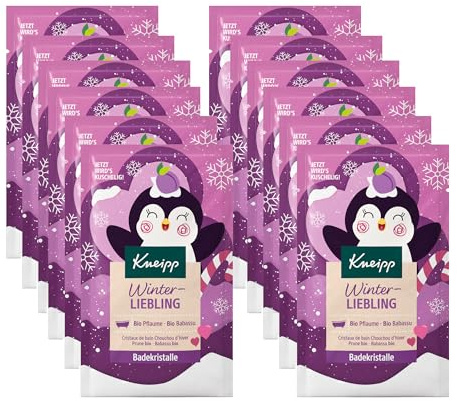 Kneipp Badekristalle Winterliebling - Badesalz mit Bio Pflaumenextrakt & Bio Babassuöl - vegan - 12 x 60g