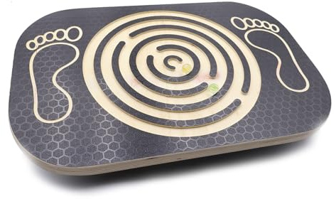 BJNCDIO Balance Board Holz, Wackelbrett Gleichgewichtstrainer, Board für Yoga und Übung, Balancierbrett für Frauen und Erwachsene, mit integrierten Kugellabyrinth für Interaktive Familiensport