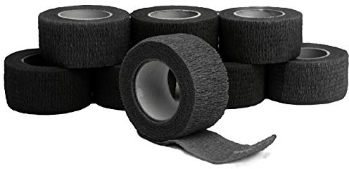 TapsTaps 8x Fingerpflaster, wasserfest, selbsthaftend, Fingerverband, Fingerkuppenpflaster, elastisch, Kinderpflaster, Tape, Fingerstrip, Verbandsmaterial Pflaster 2,5 cm breit, schwarz - 8 Rollen