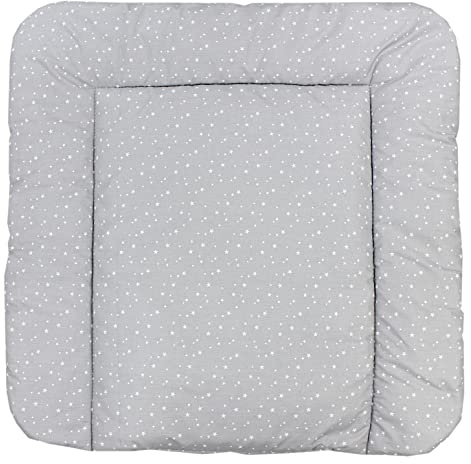 TupTam Baby Wickeltischauflage mit Baumwollbezug Gemustert, Farbe: Kleine Sterne/Grau, Größe: 70 x 50 cm