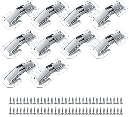 10 Stück Scharniere Schranktür, Möbelscharniere Türscharniere, 90 Grad Aufschraubscharnier für Schranktür, Holztüren, Kuechenschrank, mit 40 Scharnier Schrauben