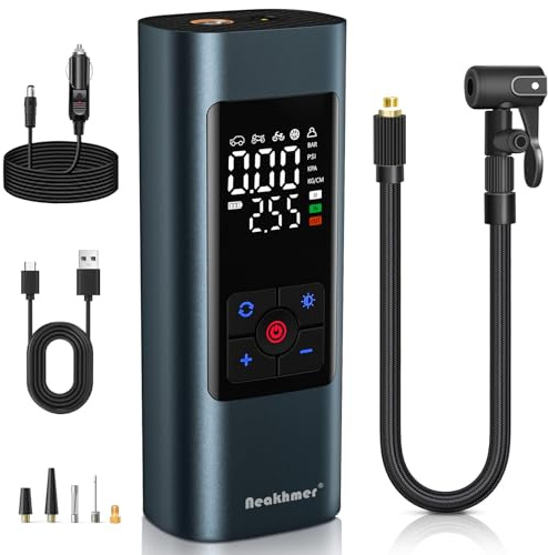 Tire Inflator Portable Air Compressor: Cordless Air Pump for Car Tires 150PSI - Tire Pump with Pressure Gauge for Car Bike Motorcycle Balls