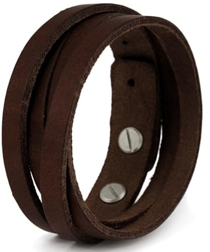 Simaru Lederarmband Herren aus Premium Leder Made in Germany, Männer Armband größenverstellbar in schwarz, braun oder Hellbraun (Braun)