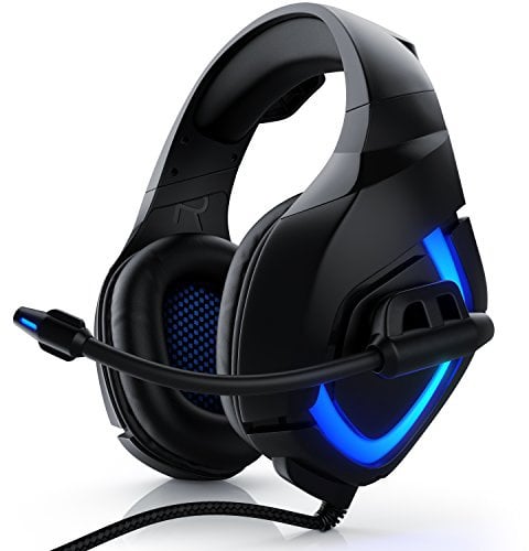 CSL - USB Gaming PC Headset mit Mikrofon - Kabelfernbedienung Externe Soundkarte - Mikrofon flexibel einklappbar - für Gaming Musik Internet-Telefonie - LED-Beleuchtung - für PC Mac