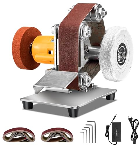 Mini Bandschleifer, 7 Einstellbare Geschwindigkeiten | Elektrischer Messerschärfer, Bandschleifer Stationaer für Metall Holz DIY Handwerk, Werkzeug & Messerschärfen