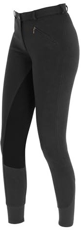 Covalliero Reithose Economic, Kinderreithose, Teeniereithose, Gr. 140, black, 90% Baumwolle, Kinder, Teens, elastisch, Gummibund, Reißverschlusstasche