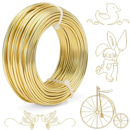 2mm Draht Zum Basteln 30m Aluminiumdraht Anodized Basteldraht Gold Schmuckdraht Wire Draht Sehr Weich, Biegsam und Vielseitig Verwendbar für die Herstellung
