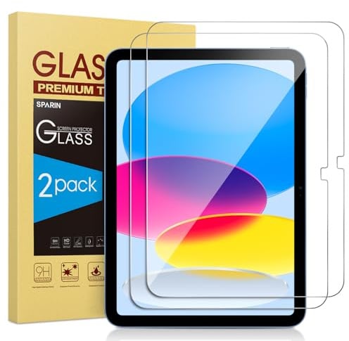 SPARIN 2 Stück Schutzfolie für iPad 11/10. Generation, iPad (A16) 11 zoll 2025/10,9 zoll 2022, 9H Härte Kratzfest Panzer Schutz Glas Folie