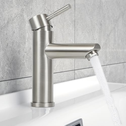 Laittiin Wasserhahn Badezimmer Waschtischarmatur Bad - Waschbeckenarmatur | Mischbatterie Waschbecken Warm und Kaltwasserhahn Einhebelmischer Hochdruck Armatur Edelstahl Für Spülbecken Küche Spüle