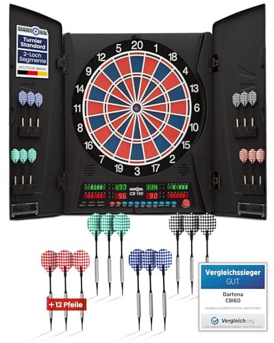 Elektronische Dartscheibe Dartona CB160 Cabinett | Offizielle Turniergröße | Dartscheibe elektronisch | Turnierscheibe mit 33 Spielen und über 160 Varianten