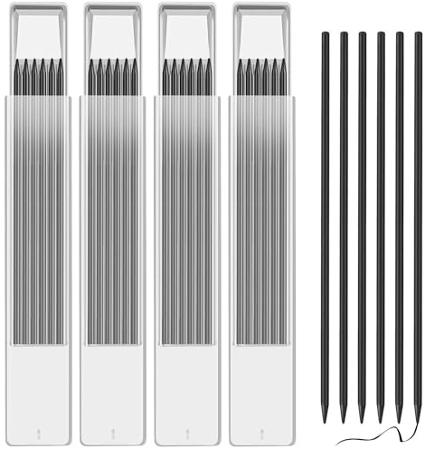 OSDUE 24 Stück Bleistiftminen für Zimmermannsbleistift, 2,8 mmSolide Tieflochmarker Konstruktion Bleistift Ersatz, Bleistift Ersatzminen für Architekt Zeichnen (Schwarz)