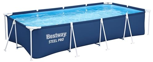 Bestway Steel Pro Frame Pool ohne Pumpe 400 x 211 x 81 cm, dunkelblau, eckig