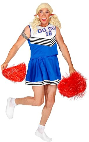 W WIDMANN MILANO Party Fashion - Cheerleader Kostüm Herren | Mit Oberteil und Rock, für Drag Queen Auftritte, Karneval, Junggesellenabschiede, Mottoparty