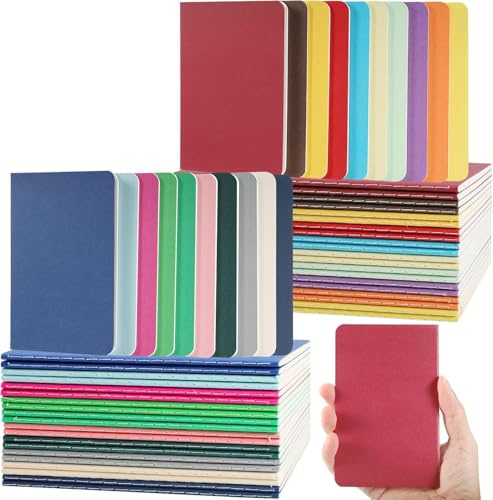EXTRAPINS 60 Stück Klein Notizbuch,Klein Liniert Notizbücher,Klein Notizblock,Notizbuch Journal Tagebuch,Notizblöcke Schulhefte für Büro, Schule & Reisen,8.5 x 14cm, 20 Farben