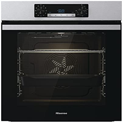 Hisense BI62216AX – Multifunktions-Einbauofen, 77 l, beheizt, 11 Kochfunktionen, Pizza 300 °C, schnelles Vorheizen, Reinigung Steam Clean, Teleskopschienen, LED-Touch-Display – Edelstahl