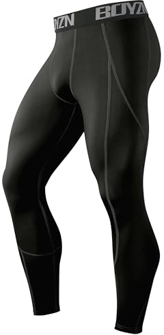 1er Pack Kompressionshose Herren, Sport Leggings Männer Atmungsaktiv Fitness Strumpfhosen, Funktionswäsche Tight Lang Unterhose, Laufhose Trainingstights für Fitness Gym Joggen Black-M