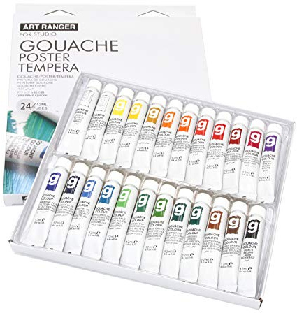 Paintersisters Gouache Farben Set 24 × 12ml | Magi Künstlerqualität | Hohe Pigmentierung, wasserlöslich & lichtbeständig | Für Papier, Pappe & Malblock