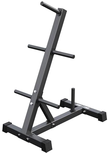 GORILLA SPORTS® Hantelscheibenständer - 6 Scheibenaufnahmen, für Ø 30 mm Gewichtsscheiben, bis 200 kg Belastbar, aus Stahl, Schwarz/Weiß - Scheibenständer, Hantelständer, Hantelablage, Hantelbaum, Gym