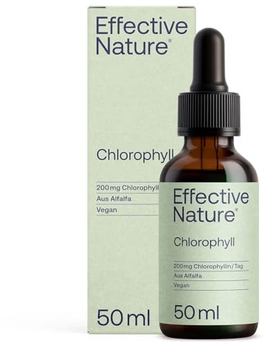 effective nature - Liquid Chlorophyll Tropfen aus Alfalfa - 50 ml - Ohne Konservierungsstoffe - Besonders Natürliches, Flüssiges Chlorophyll