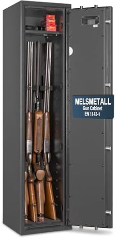 Waffenschrank EN 1143-1 Klasse 0 mit 4 Waffenhaltern, Waffentresor mit Schlüsselschloss, Tresor für Langwaffen, Kurzwaffen und Munition, Grad 0