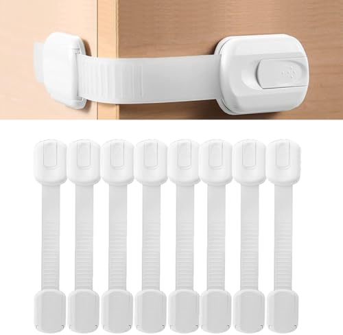 Fhlbestyu Kindersicherung Schrank Baby, 8/10 Stück Schranksicherung Baby Schubladensicherung Kindersicherung Tür Türsicherung Kinder Selbstklebende für Schrankschloss ohne bohren mit Kleber