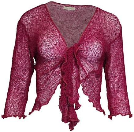 KIRAN FASHION Damen-Bolero, 3/4-Ärmel, Feinstrick-Bolero, bauchfrei, dehnbar, Einheitsgröße