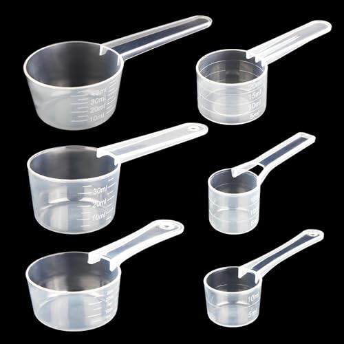 Gelewuld 6 Stück Messlöffel Set, Dosierlöffel 5g, 7.5g, 10g, 15g, 20g, 25g Messlöffel Gramm Transparent mit Skala Scoop für Backen Küche, Dosier-löffel für Kaffee Waschpulver Dosierer Proteinpulver