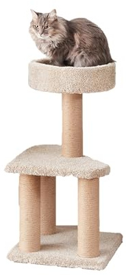 Amazon Basics Kratzbaum mit Kratzstämmen für den Innenbereich, mittelgroß, 40 x 40 x 80 cm (L x B x H), Beige