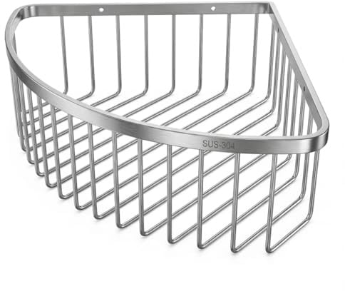 QWORK® Duschablage Ecke, Duschregal Edelstahl 304, 22,5 x 22,5 x 8,5 cm Eckregal Dusche, für Bad Küche