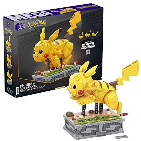 Mega Pokémon, Motion Pikachu Figur zum Zusammenbauen, 1.095 Teile, beweglich, kompatibel mit allen Bausets von Mega Pokémon, Spielzeug ab 12 Jahre, HGC23