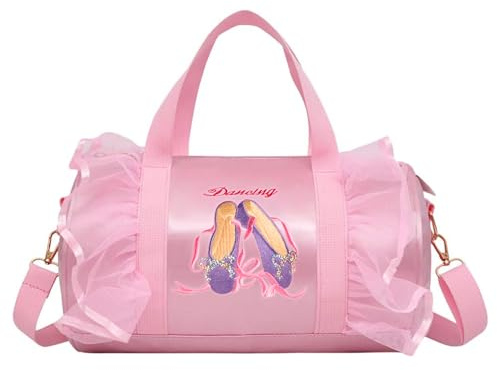 besbomig Ballett Tasche Balletttasche Mädchen Handtasche, Rosa | Leichtes Nylon, Balletttasche Tanzen Tasche Kinder Ballet Bag for Girls, Crossbody Sporttasche