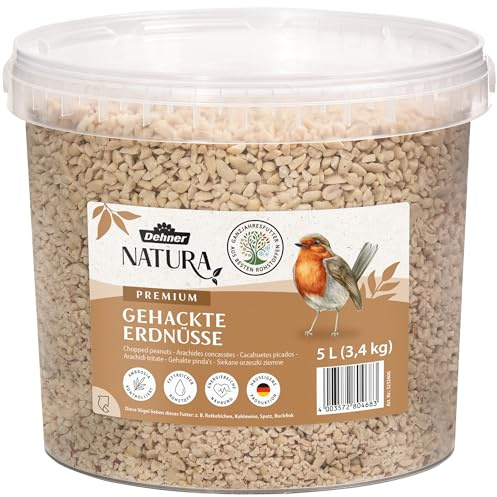 Dehner Natura Premium Wildvogelfutter, gehackte Erdnüsse schalenfrei, Ganzjahresfutter proteinreich / energiereich, hochwertiges Vogelfutter für Wildvögel, 3.4 kg