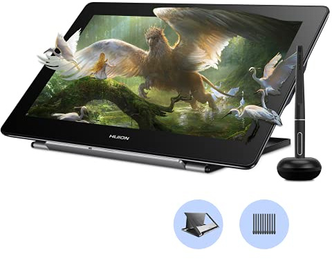 HUION Kamvas Pro 16 4K Grafiktablett, Silber | 15,6 Zoll 4K UHD, Blendfrei, PW517 Stift, Für Android Windows Mac