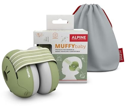 Alpine Muffy Baby Classic Gehörschutz Kopfhörer, 23dB, bis 4 Jahre, Grün | Verstellbares ANTI-SLIP-Kopfband für sicheren Halt. In Deutschland auf Sicherheit getestet. Lärmschutz für Babys&Kleinkinder.