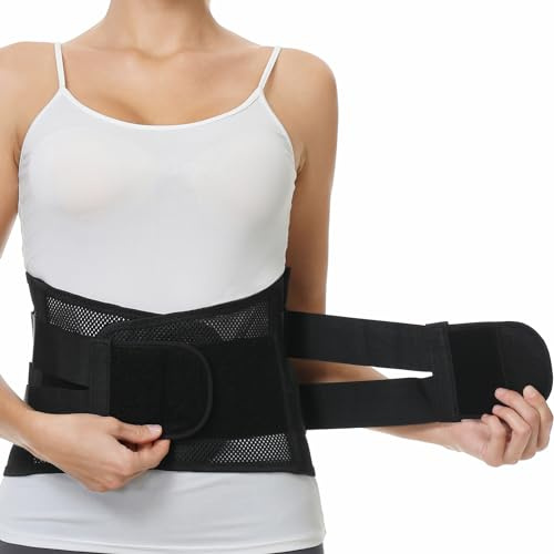 NEOtech Care Verstellbare Rückenstütze mit doppelten Verstellbändern - Lendenbereich & unteren Rücken - BREITE Stützung (Schwarz, M)