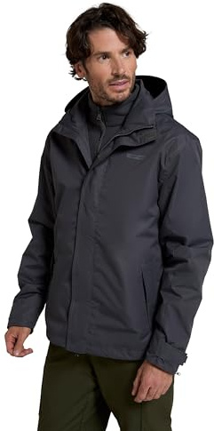Mountain Warehouse Fell 3-in-1 Herren-Outdoor-Jacke - wasserdichte, atmungsaktive Regenjacke, Multifunktions-Outdoor Herren-Jacke, Camping-Jacke, Frühling, Sommer Grau Small