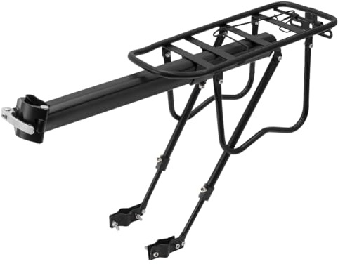 MidGard Fahrrad Gepäckträger für Sattelstütze mit Rücklichthalterung - verstellbar für 24-29 Zoll Fahrräder, belastbar bis maximal 20 kg