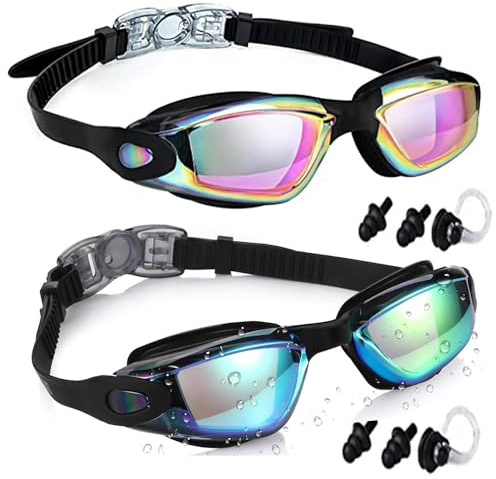faliring Schwimmbrille Kinder, 2 Stück taucherbrille kinder Junior 3-15 Jahre, Gläsern Wassersport Schwimmbrillen Swimming Goggles Geschenke für Mädchen Jungen (Dazzling colors)