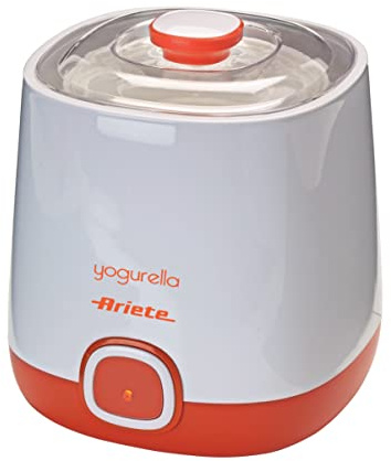 Ariete 621 Yogurella, Joghurtbereiter für Hausgemachter Klassischen und Griechischen Joghurt, 2 Behälter mit Luftdichtem Deckel, 20 W Leistung, Filter für griechisches Rezept
