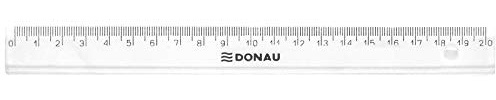 DONAU 7052001PL-00 Lineal Kunststoff/ Plastik Deformationsbeständig Höchst bruchbeständig Formstabiles Abgeschrägte Kanten, 20 cm Transparent Glasklar für Schule, Büro, Zuhause