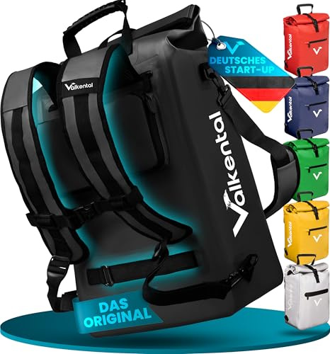 Valkental® 3in1 Fahrradtasche [Bis 25L] - Das Original - Geeignet als Gepäckträgertasche, Rucksack und Umhängetasche - 100% Wasserdicht & Reflektierend - Sichere Befestigung [Abschließbar] Laptopfach